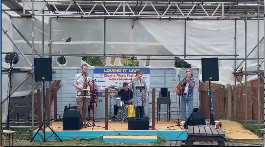Harbour Town playing on stage at HiFest, Hayling Island